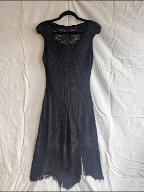 Black Lace Fringe Women's Dress